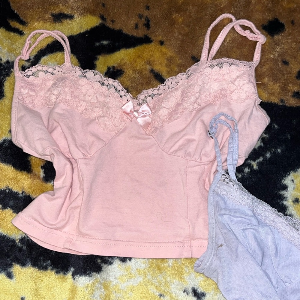 A set of camis one is from SHEIN and the other from Tilly’s.